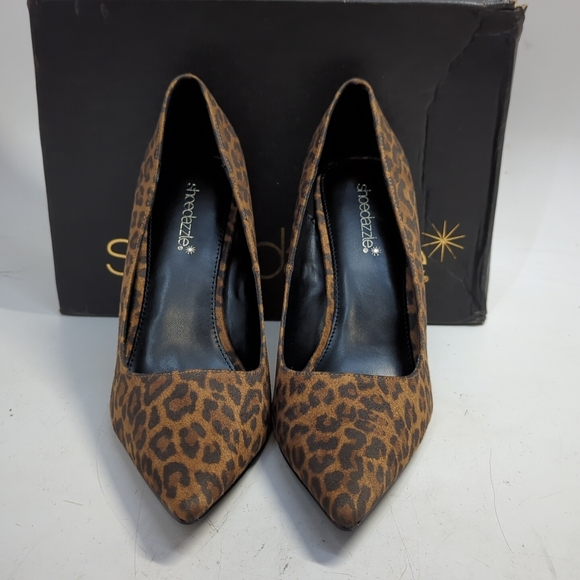 Shoedazzle Naomi Classic Pointed Toe Pumps Size 10 Brown Leopard main image 1